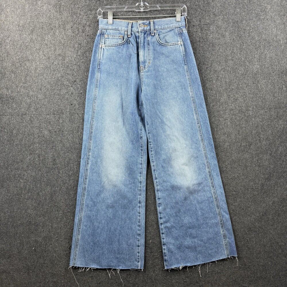Veronica Beard Wide Leg Crop Jeans Women's 25 Blue High Rise Wanderer Dust